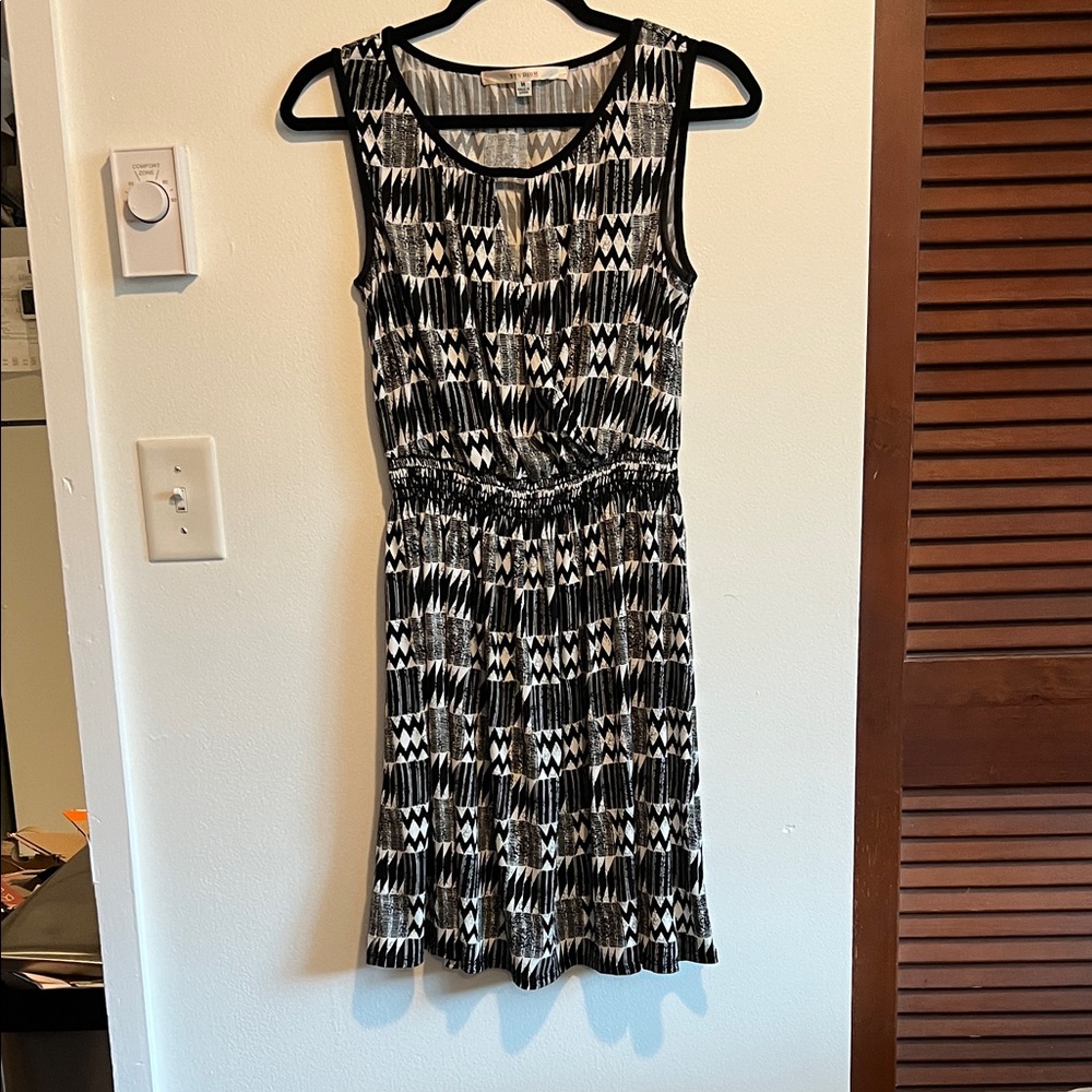 Studio M Black and White Patterned Midi Dress